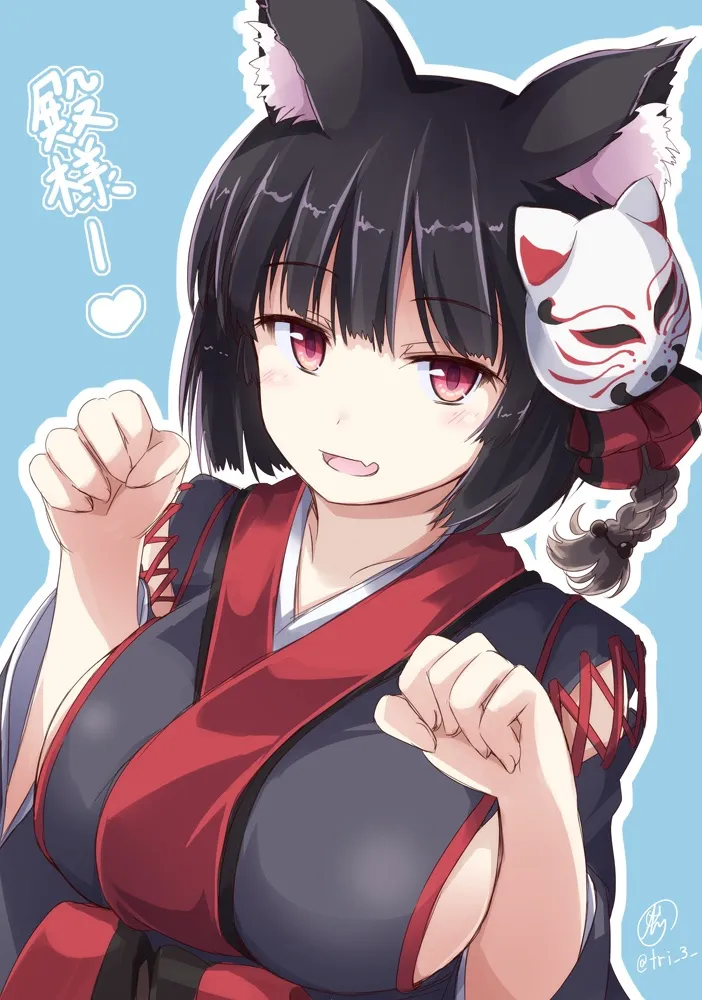 Yamashiro Azur Lane Wallpaper: Fox Mask Smile by tri HD Fanart #787