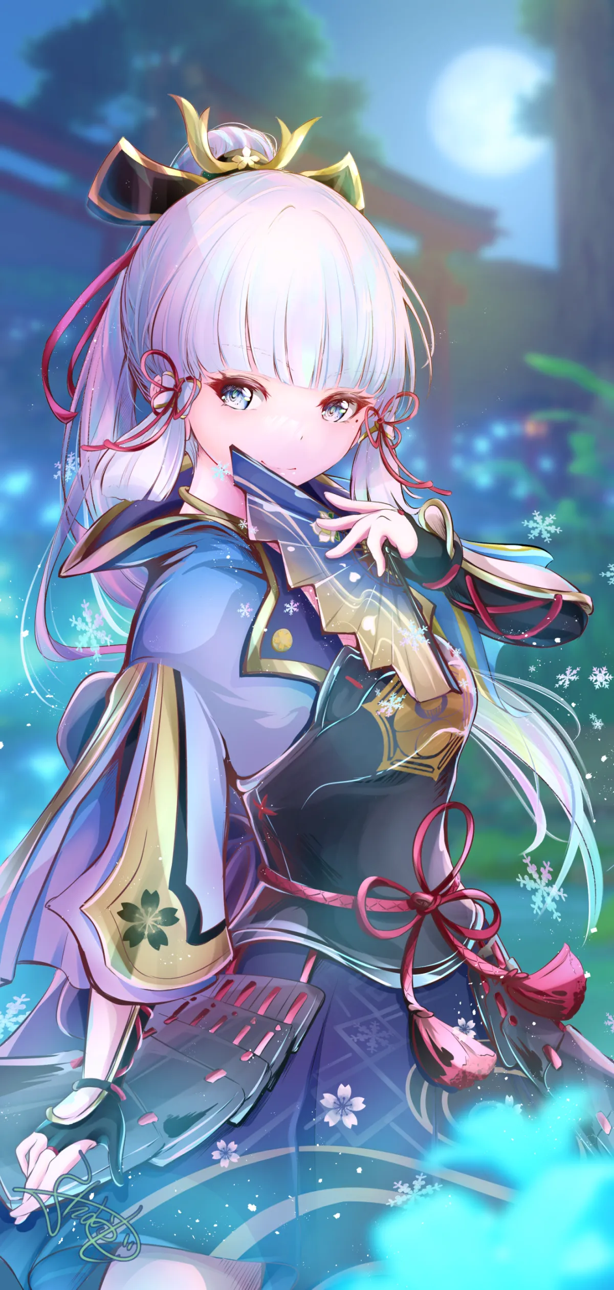 Kamisato Ayaka "Frostflake Heron" Genshin Impact Wallpaper by futatsumuji #855