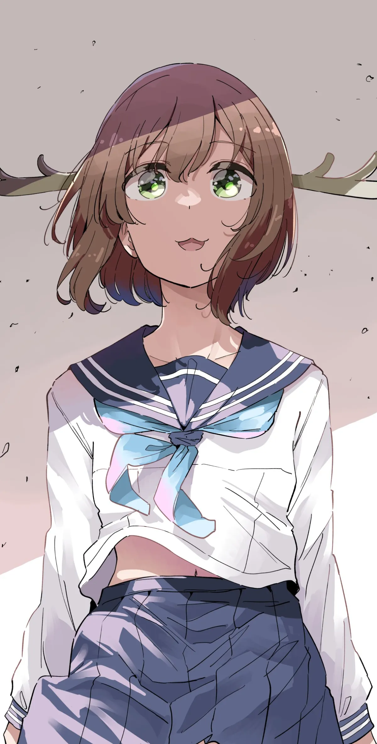 Noko's Windy Day: Wallpaper Art by nyoijizai (Shikanoko Nokonoko) #978