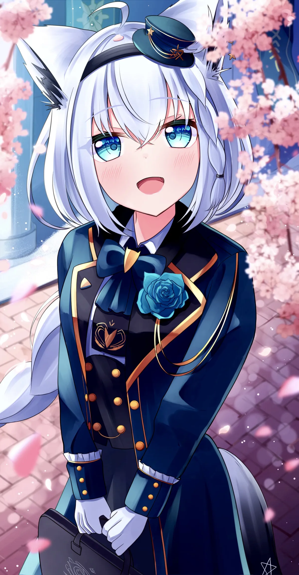 Shirakami Fubuki Sakura Bloom - Hololive Fanart by tengmi Wallpaper #994