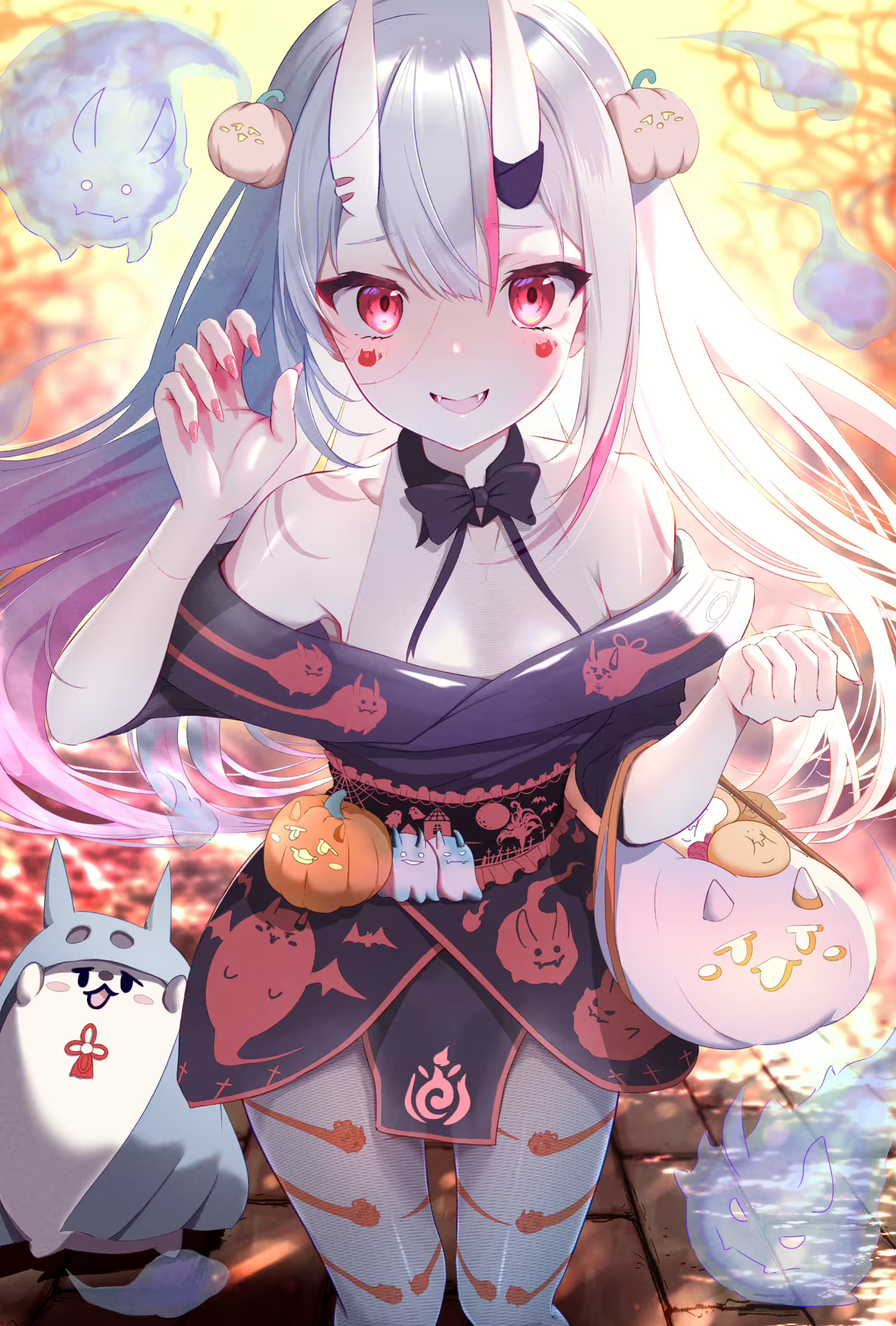 Nakiri Ayame Hololive Halloween Oni Wallpaper by hihi (oekakihix)