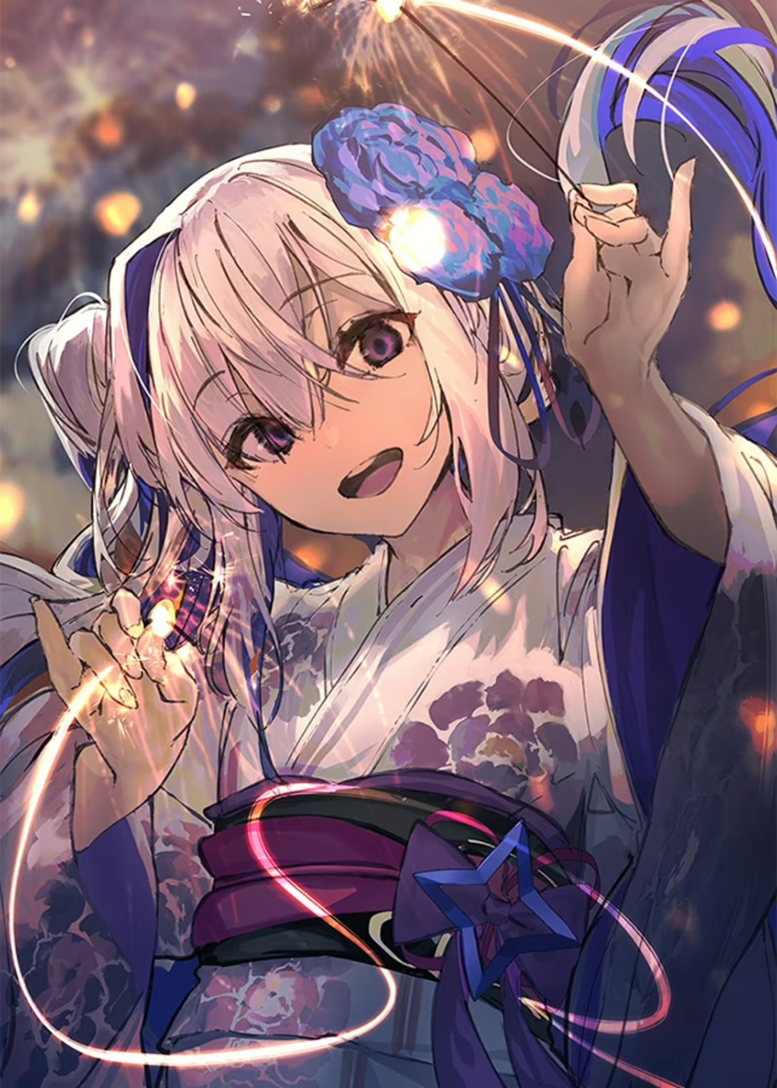 Amane Kanata Hololive in Kimono Fanart by Akieda