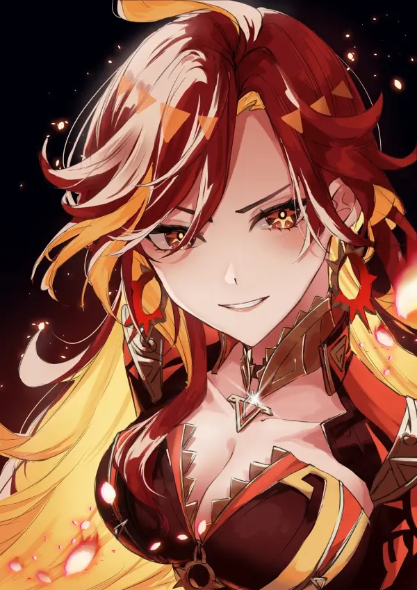 Mavuika Genshin Impact Wallpaper Female, Bodysuit, Cleavage, Big Breasts, Long Hair #91