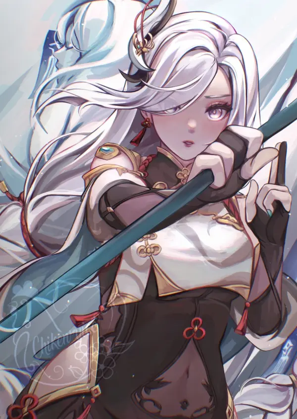 Shenhe Genshin Impact Wallpaper Chikenryice Solo Art #372