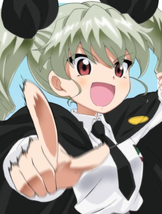 Anzai Chiyomi Pointing Smile Twin Drills Portrait #686