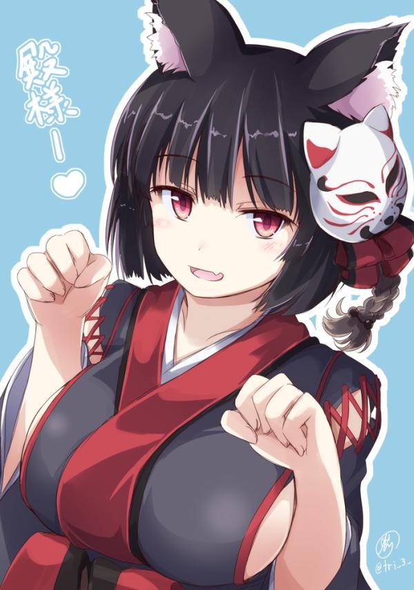 Yamashiro Azur Lane Wallpaper: Fox Mask Smile by tri HD Fanart #787