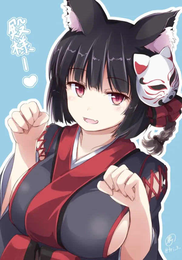 Yamashiro Azur Lane Wallpaper: Fox Mask Smile by tri HD Fanart #787