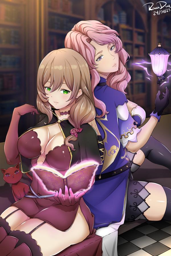 Lisa & Vanessa Outfit Swap Wallpaper - Genshin Impact & Black Clover Fanart by raumdux #788