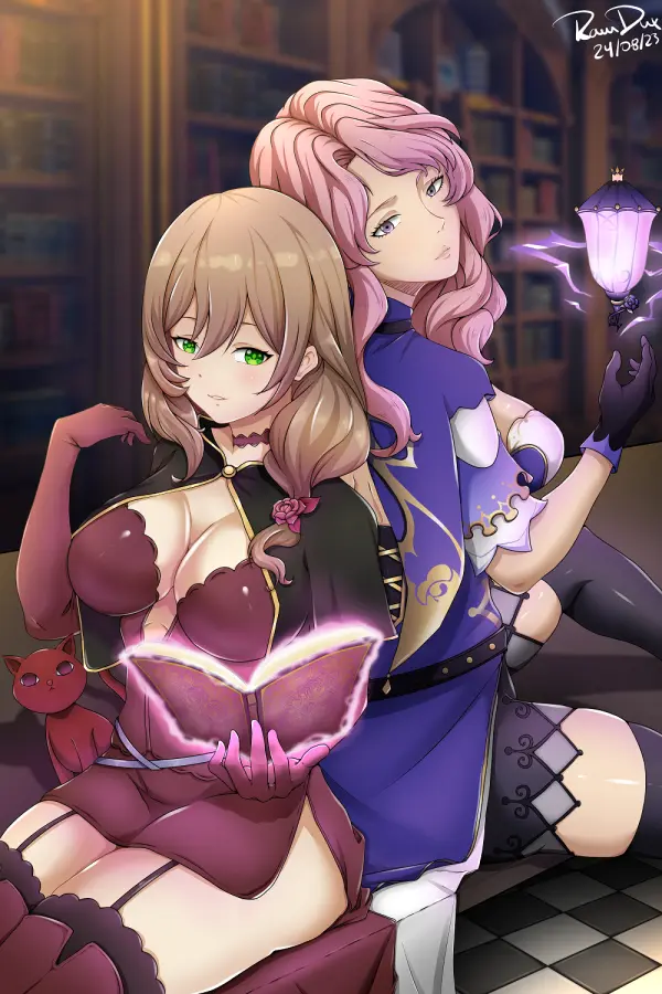 Lisa & Vanessa Outfit Swap Wallpaper - Genshin Impact & Black Clover Fanart by raumdux #788