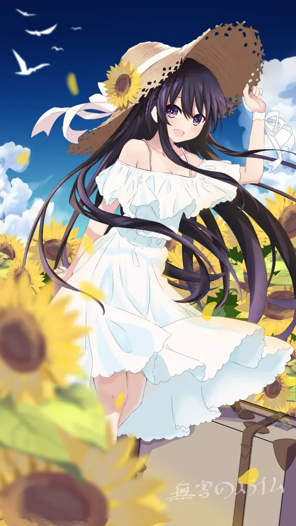Yatogami Tohka Sunflower Field Wallpaper - Date A Live Fanart by night knife #795