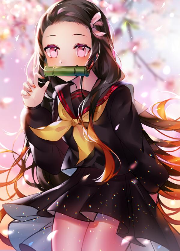 Nezuko Kamado School Days Wallpaper by xionfes | Demon Slayer Fanart #810