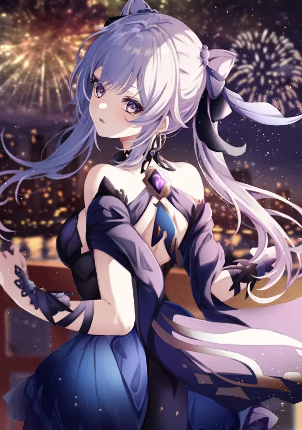Keqing Genshin Impact Wallpaper by sa-ya2 - Fireworks Night #910