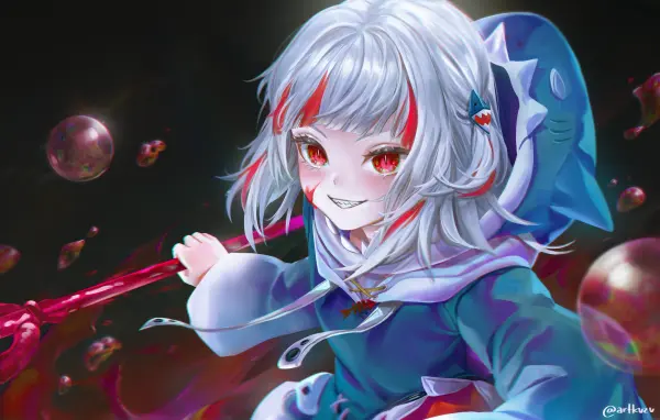 Gawr Gura Art by artofkuzu - Hololive Wallpaper - Bloody Shark! #912