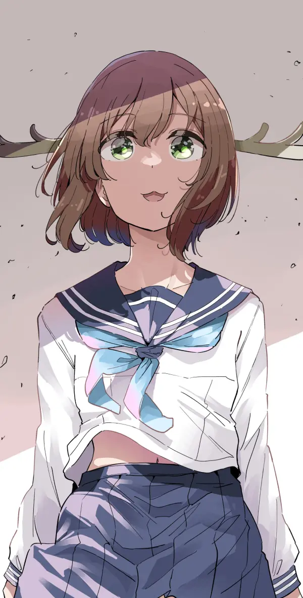 Noko's Windy Day: Wallpaper Art by nyoijizai (Shikanoko Nokonoko) #978