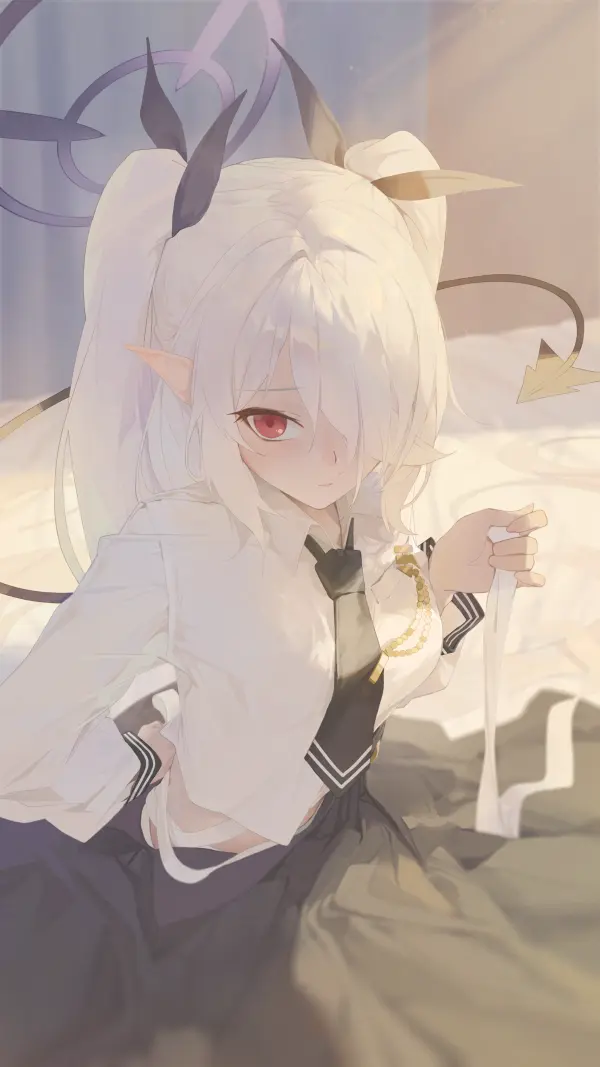 Shiromi Iori Devilish Wallpaper by ka mi qian - Blue Archive Fanart #990