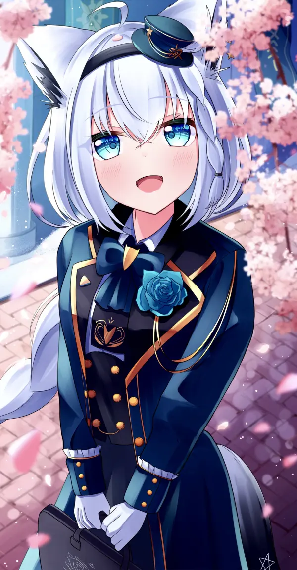 Shirakami Fubuki Sakura Bloom - Hololive Fanart by tengmi Wallpaper #994