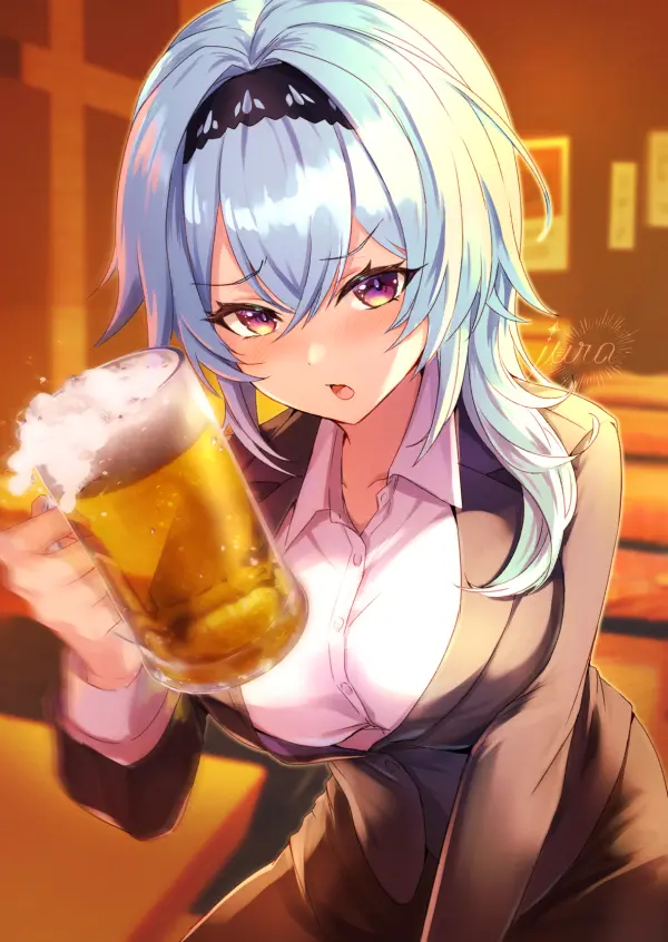 Eula Lawrence: Office Lady Brews - Genshin Impact Fanart by Jura! #1045