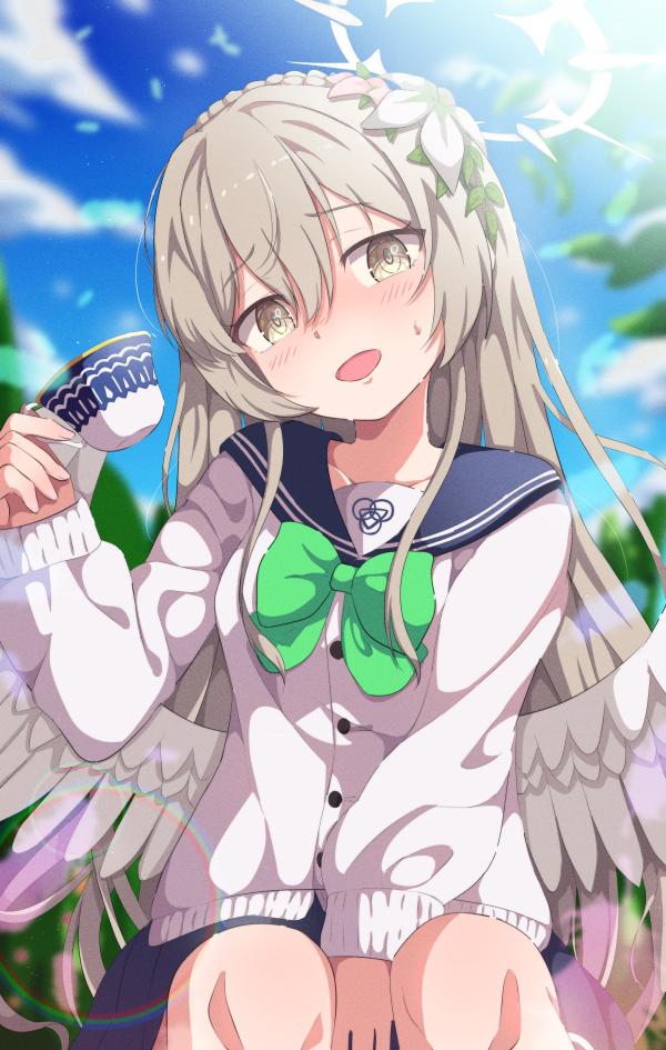 Kirifuji Nagisa Blue Archive Angel Wings Tea Time Wallpaper by Mikoshi #1091