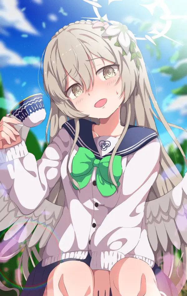 Kirifuji Nagisa Blue Archive Angel Wings Tea Time Wallpaper by Mikoshi #1091
