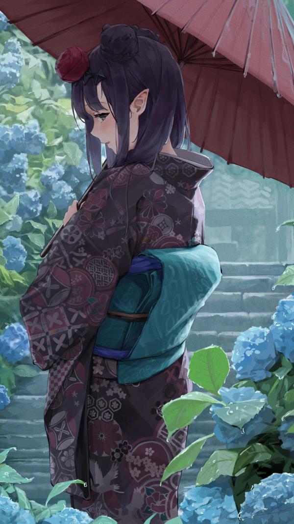 Ninomae Ina'nis Rainy Kimono Wallpaper by Kanoe Tatsukanoe HD #1093
