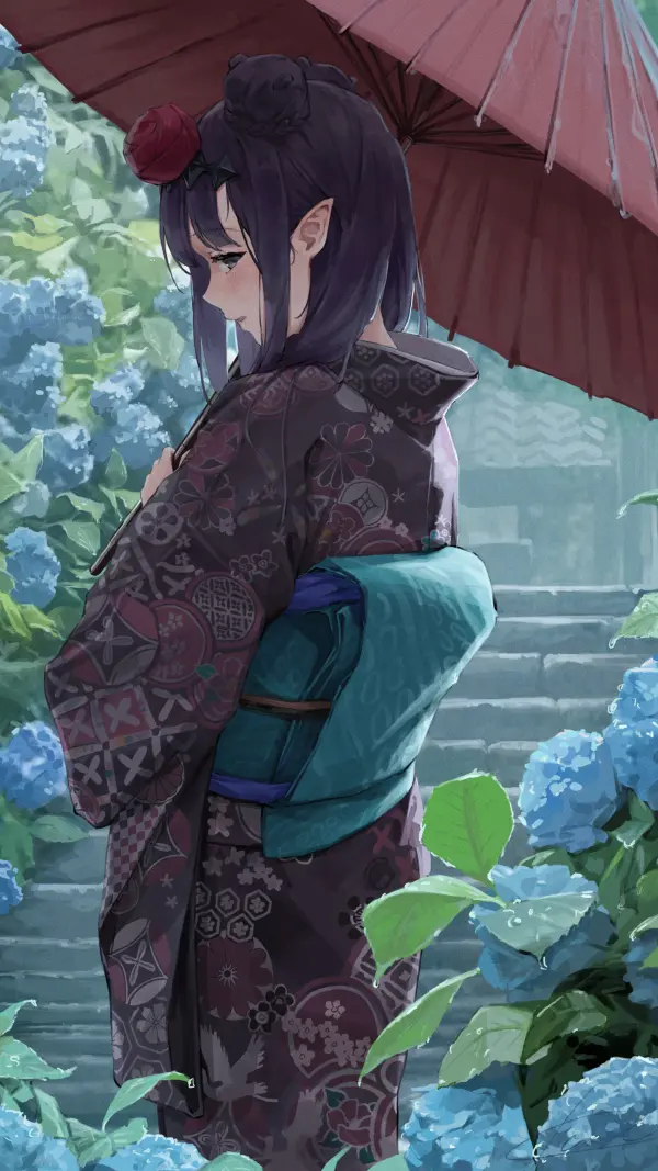 Ninomae Ina'nis Rainy Kimono Wallpaper by Kanoe Tatsukanoe HD #1093