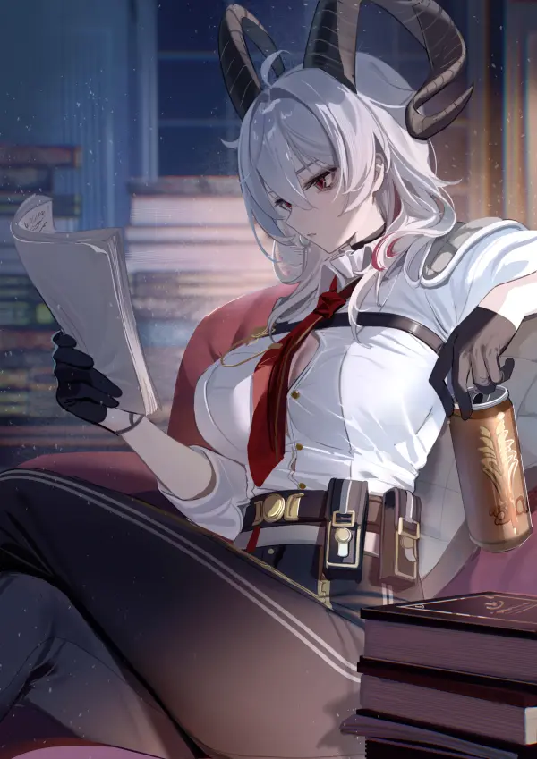 Zani Wuthering Waves HD Fanart Wallpaper by ruiuncle – Elegant Indoor Reading Scene #1150