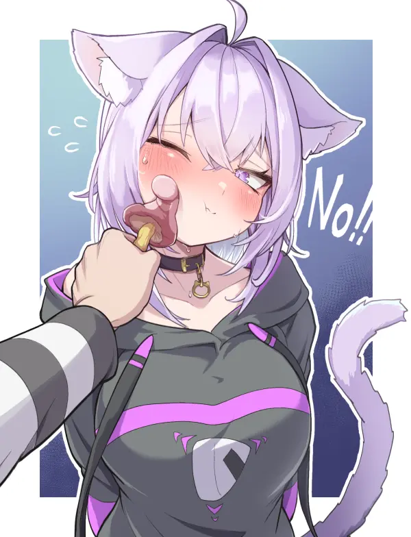 Playful Nekomata Okayu Fanart Wallpaper – Hololive Catgirl by tkc #1155