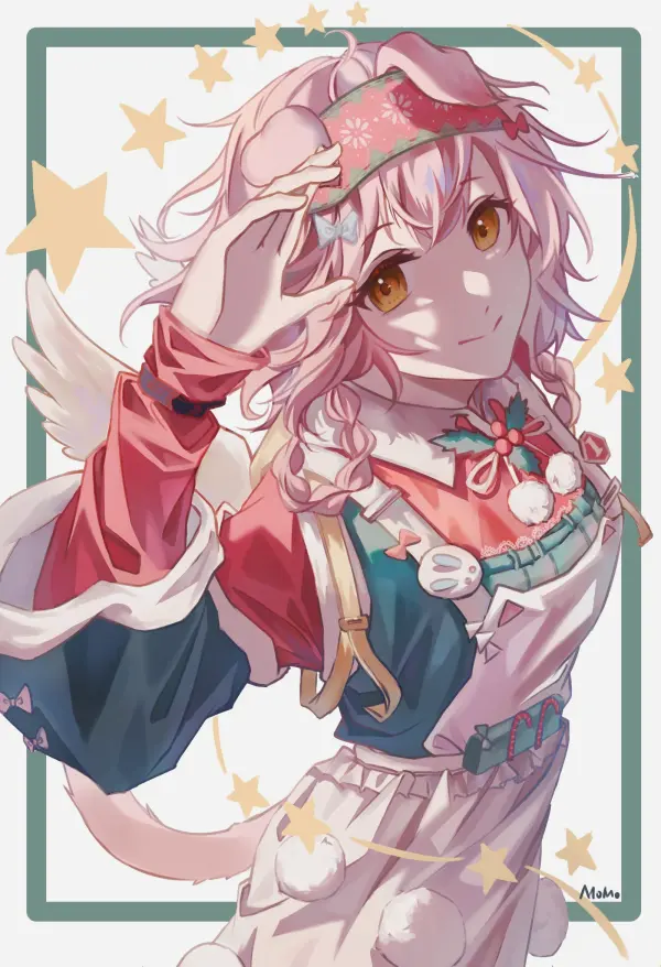 Goldenglow Arknights Festive Fanart Wallpaper by mo mo – Cute Pink Hair Angel Style #1177