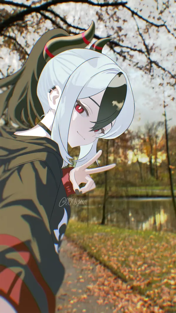 Onikata Kayoko (Blue Archive) Wallpaper - Casual Hoodie & Demon Horns #1242