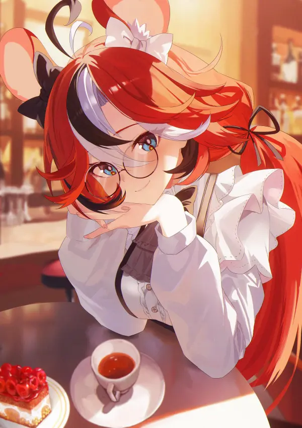 Hakos Baelz Cafe Date Glasses Hololive Wallpaper #1251