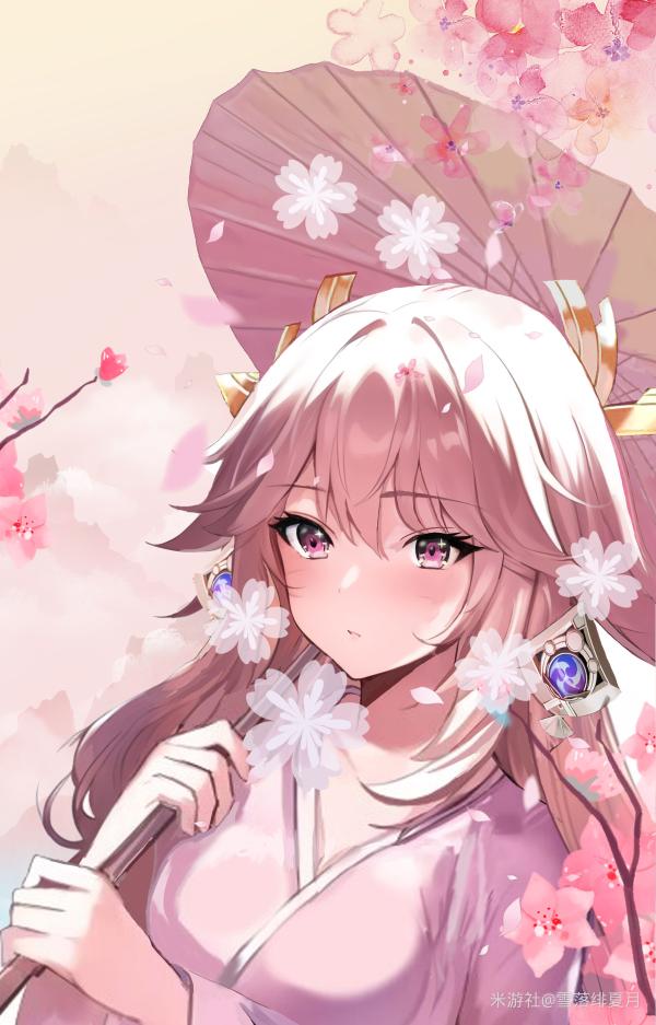 Yae Miko Umbrella Over Shoulder QHD Portrait #1256