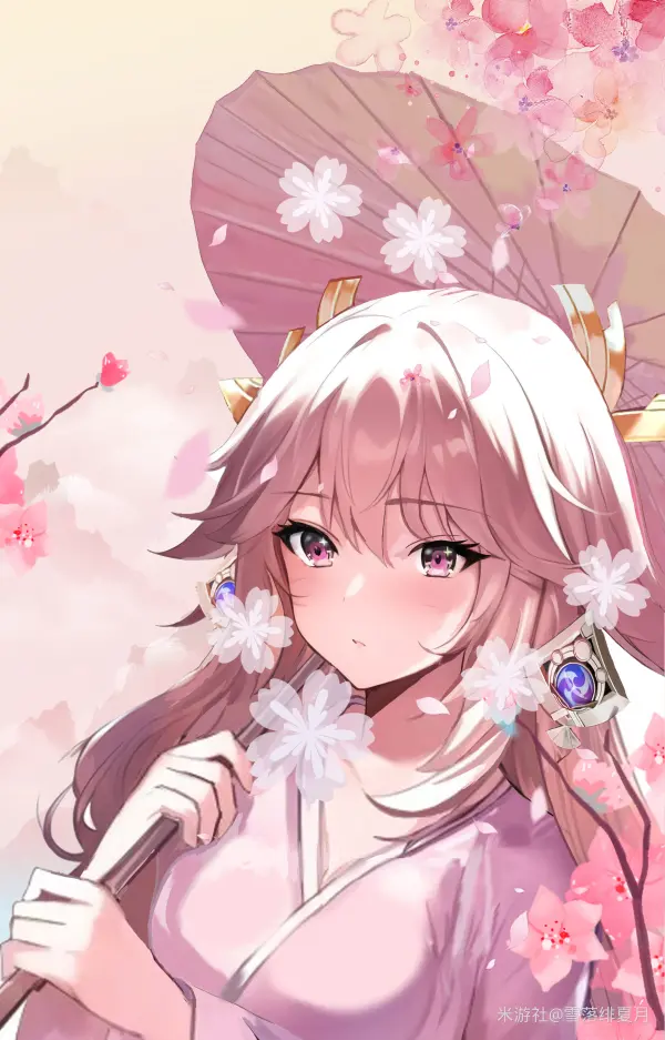 Yae Miko Umbrella Over Shoulder QHD Portrait #1256