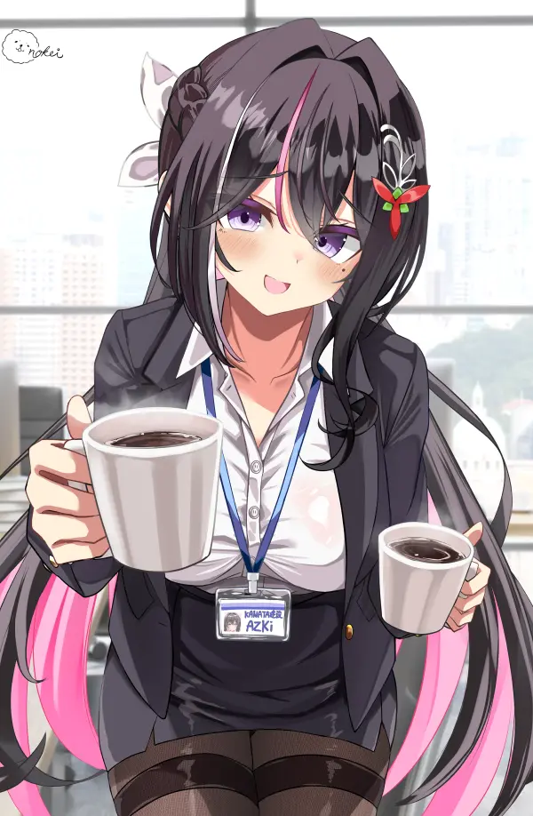 AZKi Holding Coffee Mug with ID Badge 4K #1273