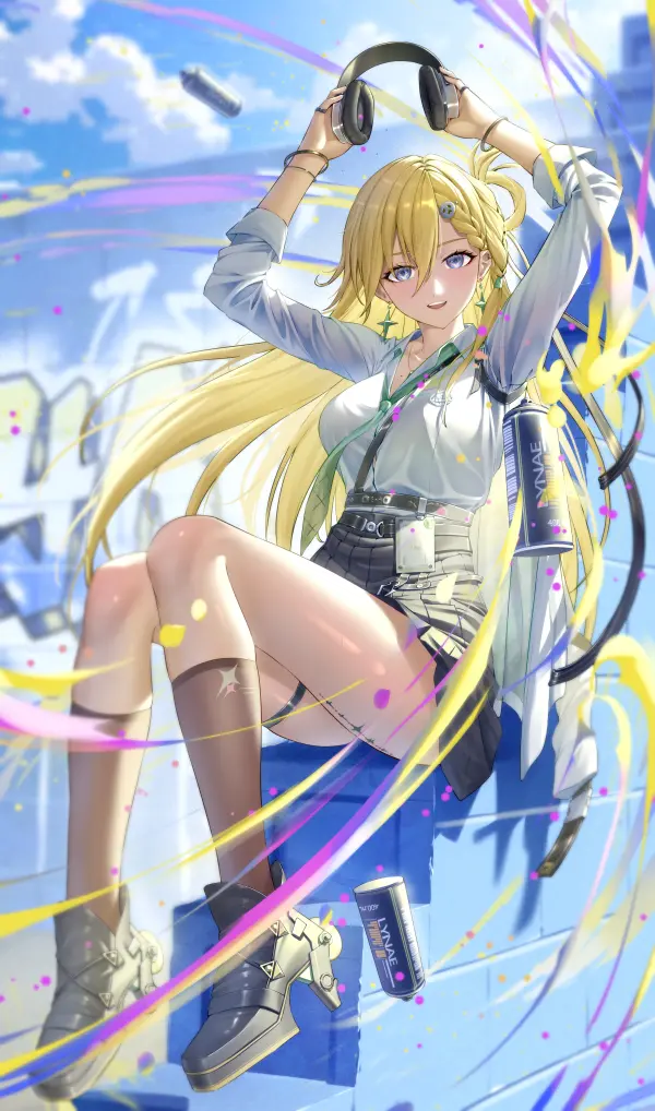Lynae Headphones Arms Up Sky QHD #1279