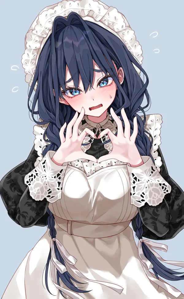 Ouro Kronii Maid Heart Hands Low Braids HD #1288