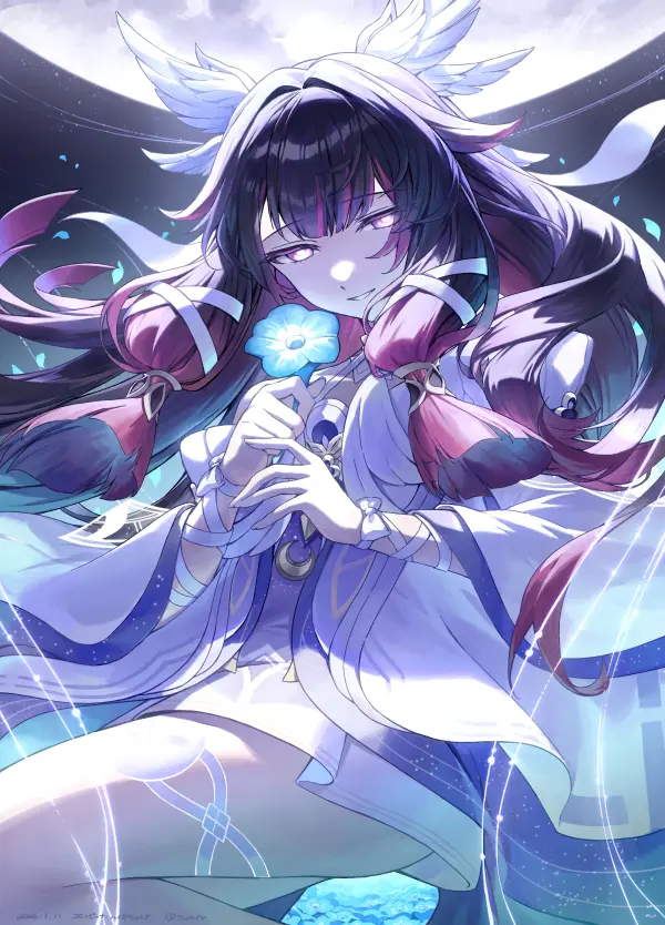 Columbina Holding Blue Flower Smile Full HD #1289