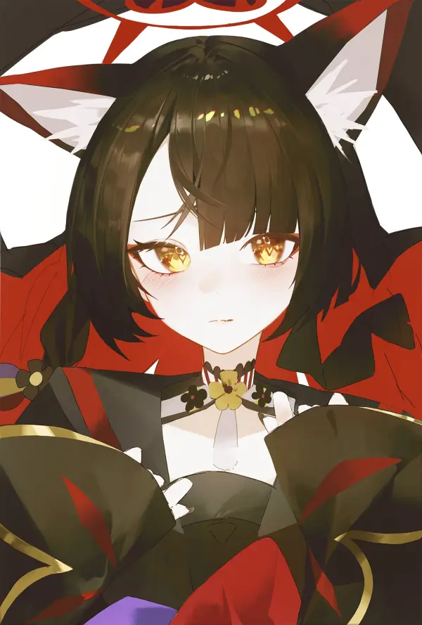 Kosaka Wakamo Red Halo Blush Fox Ears HD Portrait #1301