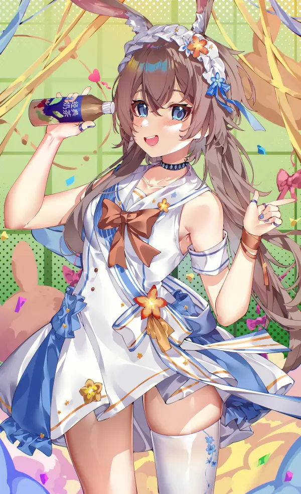 Amiya Holding Milk Tea Bottle Full HD #1302