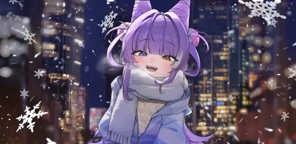 Tenko Shibuki Heterochromia Smile Snowy Night 4K #1343