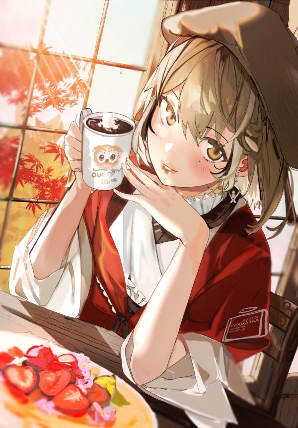 Nanashi Mumei New Year Kimono Hot Chocolate Portrait #1354