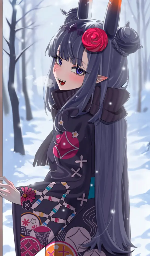 Ina'nis New Year Kimono Snow Blush HD Portrait #1357