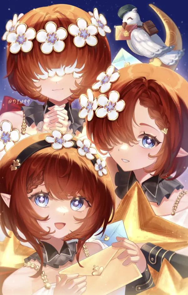 Tribbie Red Hair Blue Eyes Flower Crown QHD #1365