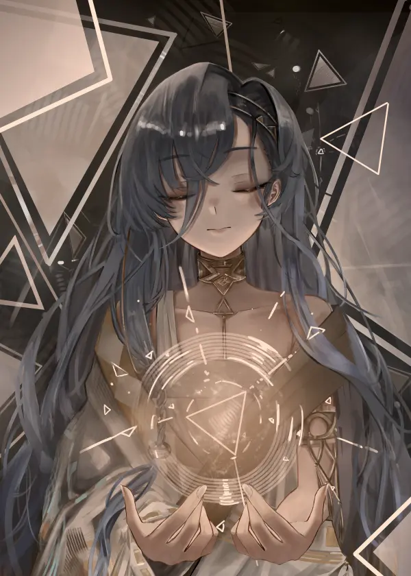 Blue Hair Goddess Glowing Orb QHD #1367