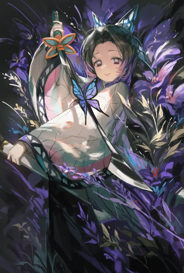 Kochou Shinobu Holding Katana - Kimetsu no Yaiba 4K #1415