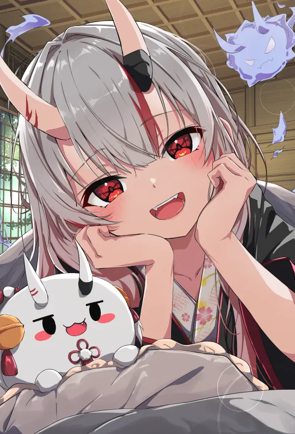 Nakiri Ayame Cheeky Oni Smile by Fumi 4K #1471
