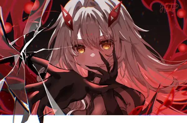 Crimson energy cracks around Ronova eyes 2K #1480