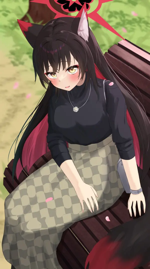 Fox girl on park bench soft blush 4K #1481