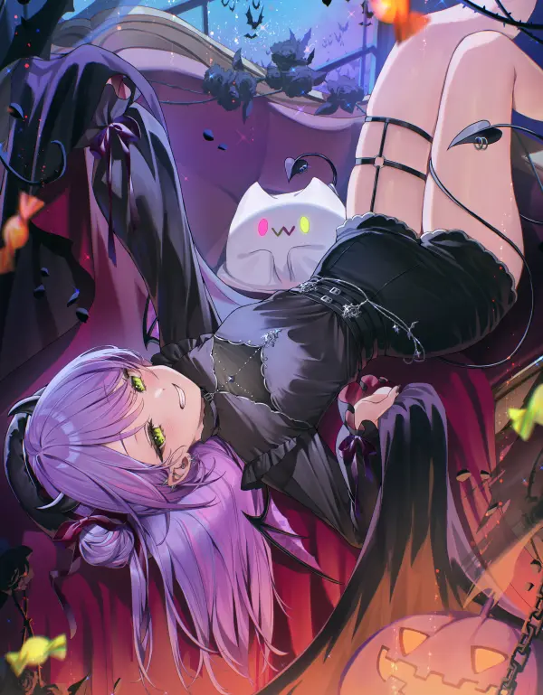 Tokoyami Towa under purple Halloween glow 4K #1482