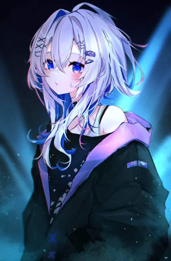 Amane Kanata in Punk Streetwear under Blue Glow Art #1484