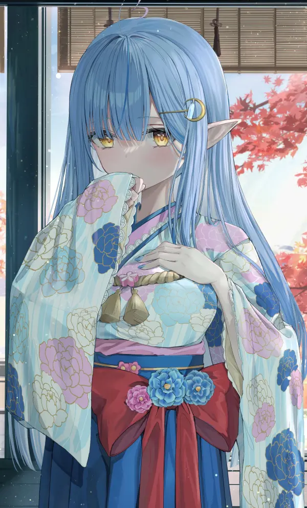 Shy Yukihana Lamy in Floral New Year Kimono Art #1485